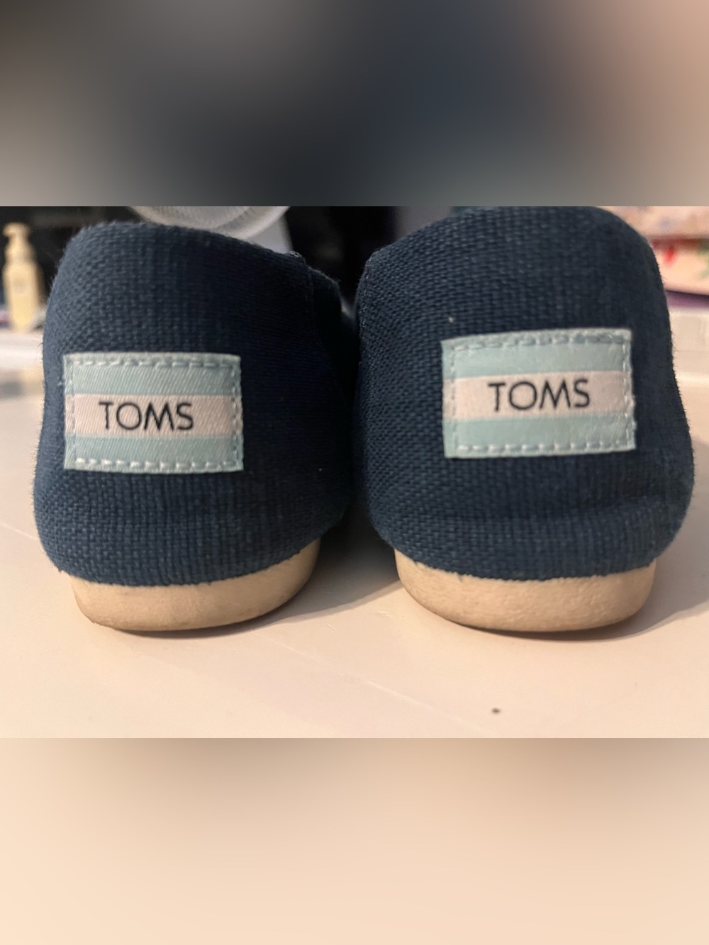 Toms Ladies Navy Canvas Slip-On Sneakers